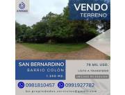 VENDO TERRENO UBICADO EN ESQUINA EN SAN BERNARDINO - BARRIO COLÓN!!!..