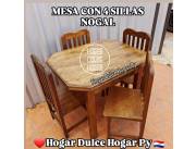 Juego de comedor de 4 sillas nogal