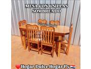 Juego de comedor sombreado de 6 sillas