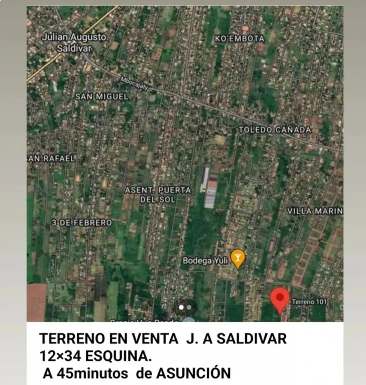 VENDO TERRENO - ESQUINA - J.A SALDIVAR 408M2 — foto 2