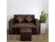 SOFA CLASIC MARRON C/ PUFF (FIO) 140 CM (3341)