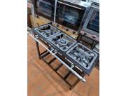COCINA INDUSTRIAL 3 HORNALLAS 30X30 A GAS CEFAZ 1H QUEMADOR DOBLE 2H QUEMADOR SIMPLE