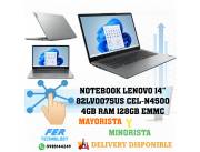 NOTEBOOK LENOVO 14" 82LV0075US CEL-N4500 4GB RAM 128GB EMMC