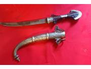Daga Bereber antigua marroqui,40cm largo,con bronce y plata
