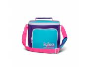 BOLSA TÉRMICA IGLOO 9 LATAS RETRO SQUARE LUNCH PURPURA CON CELESTE 66060