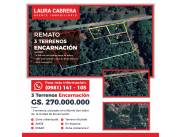 💥 REMATO, 3 TERRENOS JUNTOS, EN ENCARNACIÓN A 270.000.000 GS. 💥