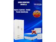 Combo Dormitorio Infantil, Ropero 3 puertas con cama sommier Parana Infantil Play