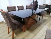 JUEGO COMEDOR ZAFIRA 8 SILLAS STELA DJ CARVALLO NB NEGRO ABBA