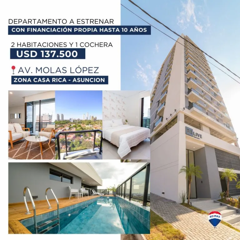 ✅ En venta Departamento a estrenar de 2 habitaciones sobre Av. Molas Lopez. — foto 3
