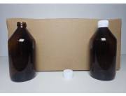 FRASCOS / BOTELLAS DE VIDRIO AMBAR CON TAPA PARA ANALISIS DE 500 ML (CAJAS DE 19 UNIDADES)