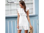 Vestido Blanco Basico Tiare Talle Mediano