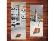 Mastil para bandera en varilla metalica, con base y cabezal madera