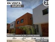 EN VENTA DUPLEX EN BARRIO CERRADO ALTEA LAGUNA GRANDE