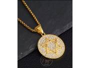 Medalla de Maguen David con strass de acer inoxidable