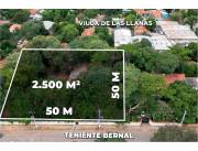 VENDO TERRENO DE 2.500 M2 EN SANTISIMA TRINIDAD A 300 MTRS DE AVDA.ARTIGAS S/TTE.BERNAL