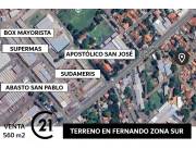 VENDO ! 560 m2 - TERRENO FERNANDO SUR A PASOS DEL APOSTÓLICO SAN JOSÉ