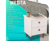 MESA DE LUZ LUISIANA CON 2 CAJONES BLANCO !! NUEVOS CON GARANTIA ! ENVIOS A TODO EL PAIS