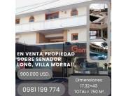 EN VENTA PROPIEDAD, TERRENO 17.32 x 43 750 M2. RESIDENCIA, SENADOR LONG, VILLA MORRA
