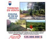 TERRENO EN AREGUA EN ESQUINA SOBRE ASFALTO