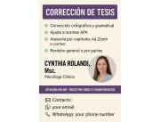 Corrección y asesoría de tesis APA - Psicóloga con Máster en Psicología Clínica - UNA