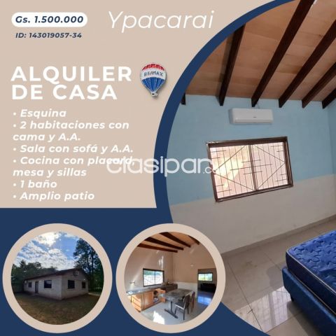 Alquiler de casa en Ypacaraí, a 1 cuadra de la Ruta Mcal. Estigarribia