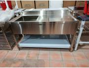 Mesa inoxidable con bacha y mesada inferior de 1.50x70x90 cm Tokyo