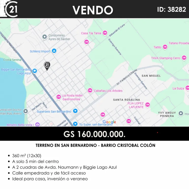 VENDO TERRENO EN SAN BERNARDINO | BARRIO CRISTOBAL COLON — foto 2