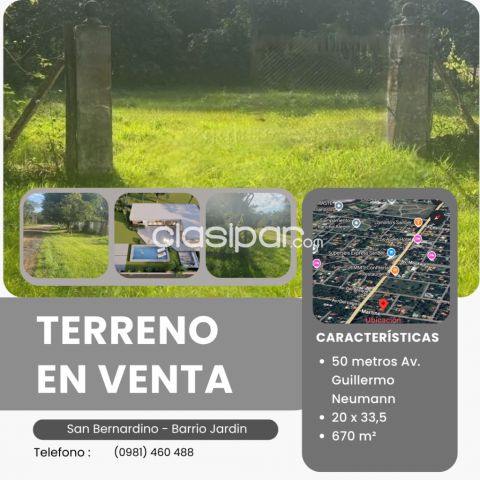 OFERTA TERRENO EN ESQUINA DE 670 m² EN VENTA - SAN BERNARDINO
