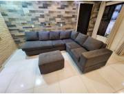 🛋️ Sofá Esquinero en L con Puff – Súper Cómodo y Elegante