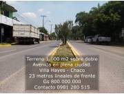 Amplio terreno de 1.000 m2 sobre doble Avenida en Villa Hayes