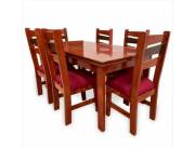 JUEGO DE COMEDOR C/ 6 SILLAS CARIOCA TAPIZADO BORDO CBC