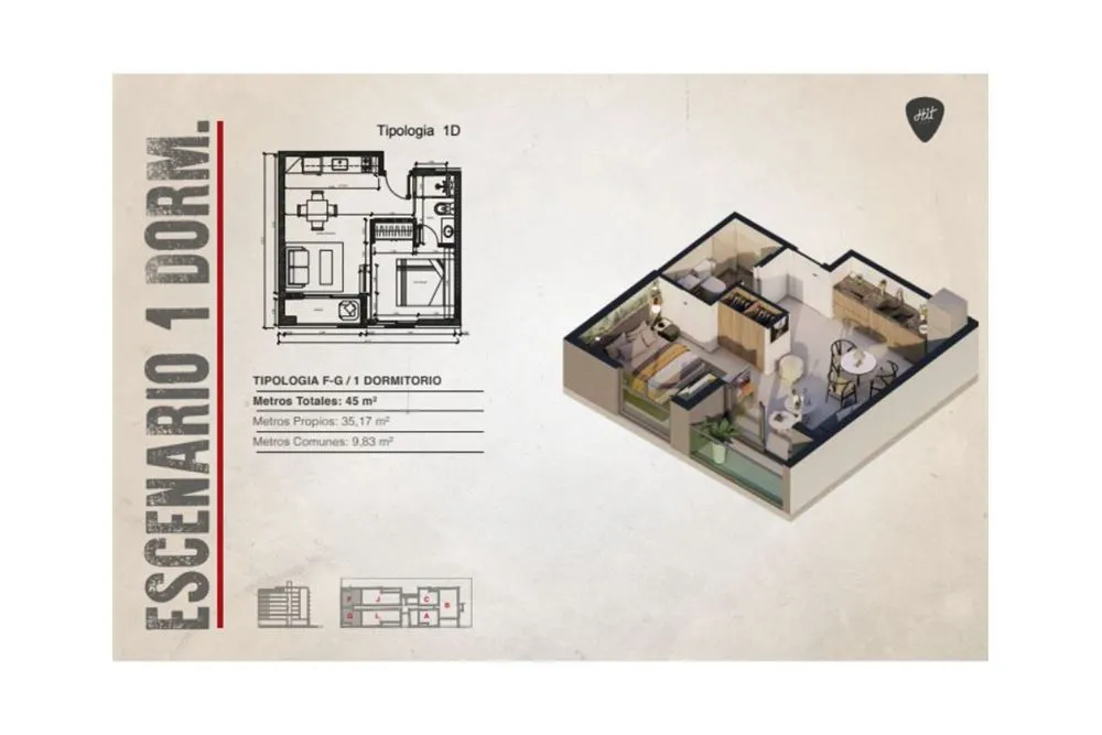 EN VENTA DEPTO DE 1 DORM - EDIFICIO HIT — foto 2