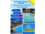 Piscina de fibra de vidrio todo incluido