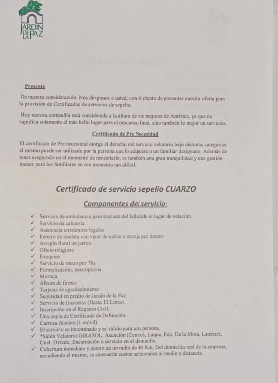 Vendo 1 Lote en cementerio - Lambaré 📍 Ubicado en Jardín de la Paz - Campo Santo — foto 2