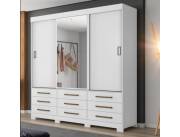 ROPERO 3 PUERTAS 9 CAJONES NT5030 C/ESPEJO BLANCO