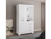 ROPERO 2 PUERTAS 3 CAJONES NT5170 CON ESPEJO NOTAVEL BLANCO