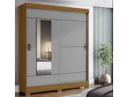 ROPERO 2 PUERTAS CORREDIZAS CON ESPEJO B66M HENN NATURE|GRIS