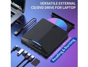LECTOR GRABADOR CD/DVD EXTERNO USB 3.0 Y USB C CON LECTOR DE MICRO SD
