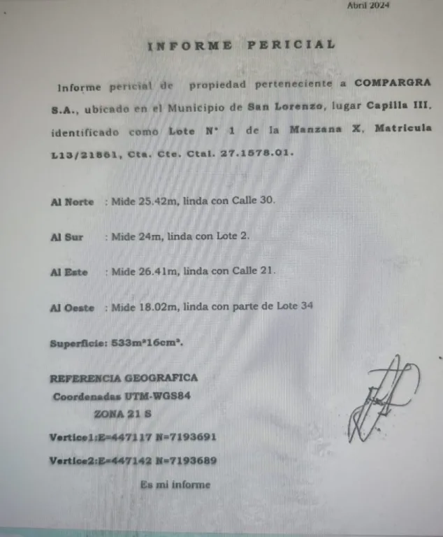 VENTA DE TERRENO EN ESQUINA – SAN LORENZO (zona Palacio de Justicia) — foto 2
