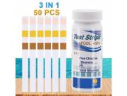 Papel indicador 3 en 1. pH, Cloro/Bromo, alcalinidad total. 50 tiras.