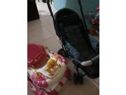 Carrito BB Azul usado--Andador Rosado usado. Vendo, juntos o separados