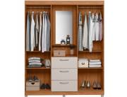 ROPERO ABBA 4 PUERTAS 3 CAJONES CON ESPEJO CAPELINHA CLAPTON 1.5