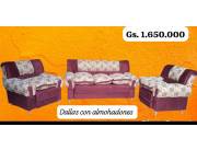 Juego de living Dallas bordo 3.1.1. Con almohadones