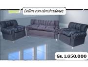 Juego de living Dallas negro con almohadones 3.1.1.