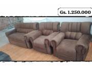 Juego de living Dallas marron oscuro 3 sofas