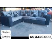 Sofa esquinero de 6 asientos tonos grises