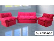 Juego de living Dallas 3.1.1. Rojo con almohadones
