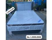 Sommier Supremo con pillow top marron y blanco