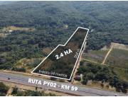 En venta 2.4 Hectáreas en Caacupé sobre Ruta 2 - Km 59