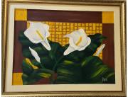 Cuadro pintado al oleo con marco